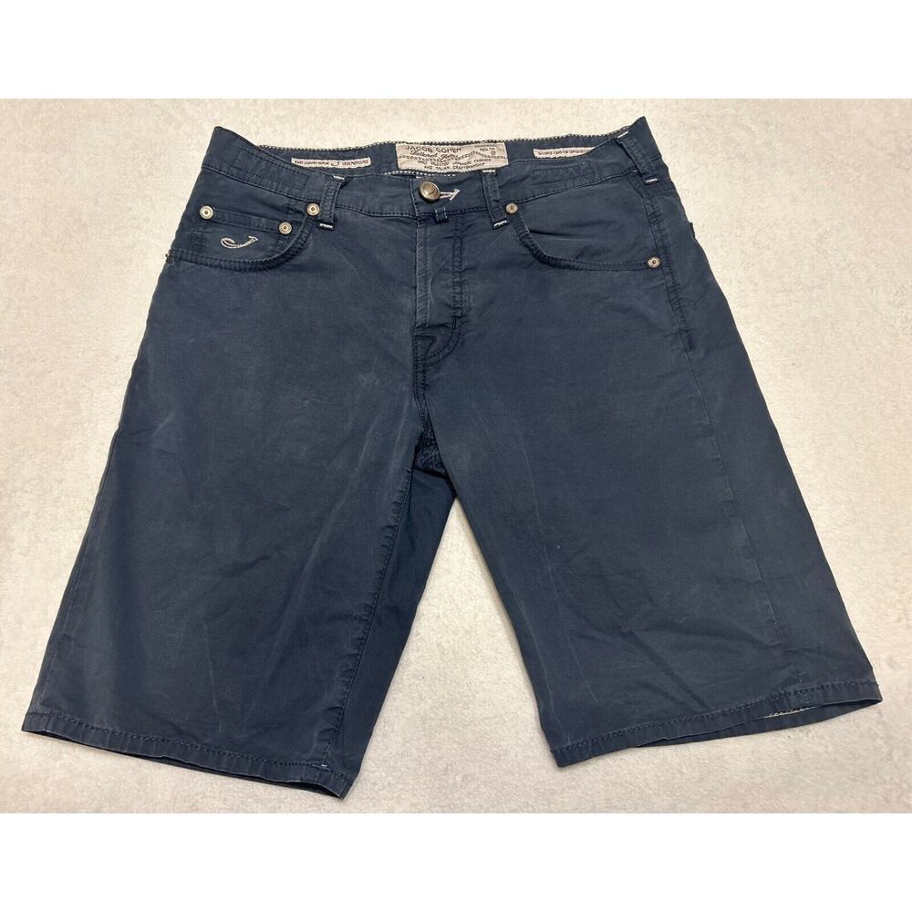 Jacob Cohen Mens Shorts Size 31 Flat Front Bermuda Blue Handmade Embroidered